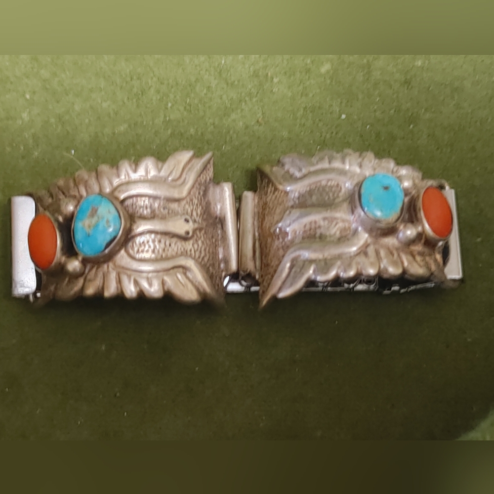 Authentic 925 Souix watch band hammered Silver & Turquoise